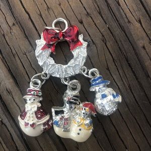 Christmas Holiday Snowman Necklace Silver Charm